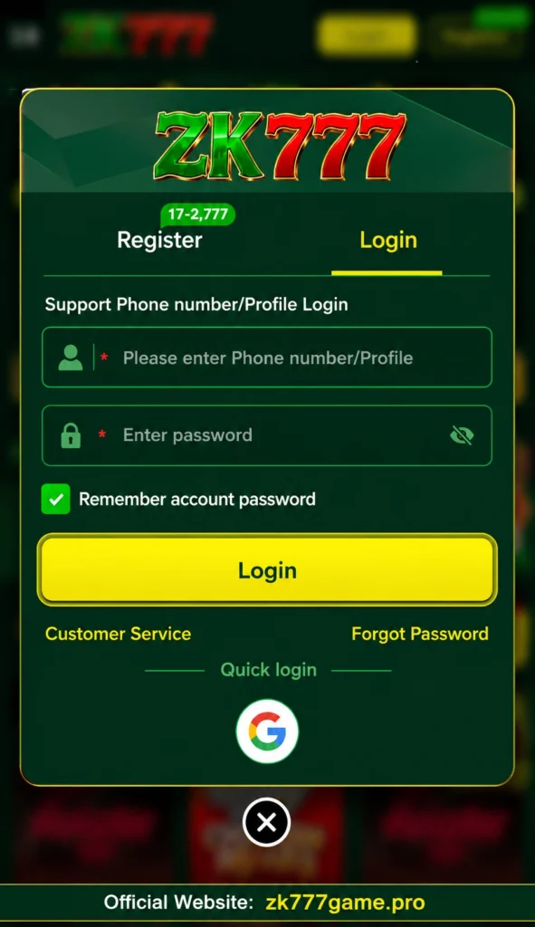 zk777-Game-register-and-Login.